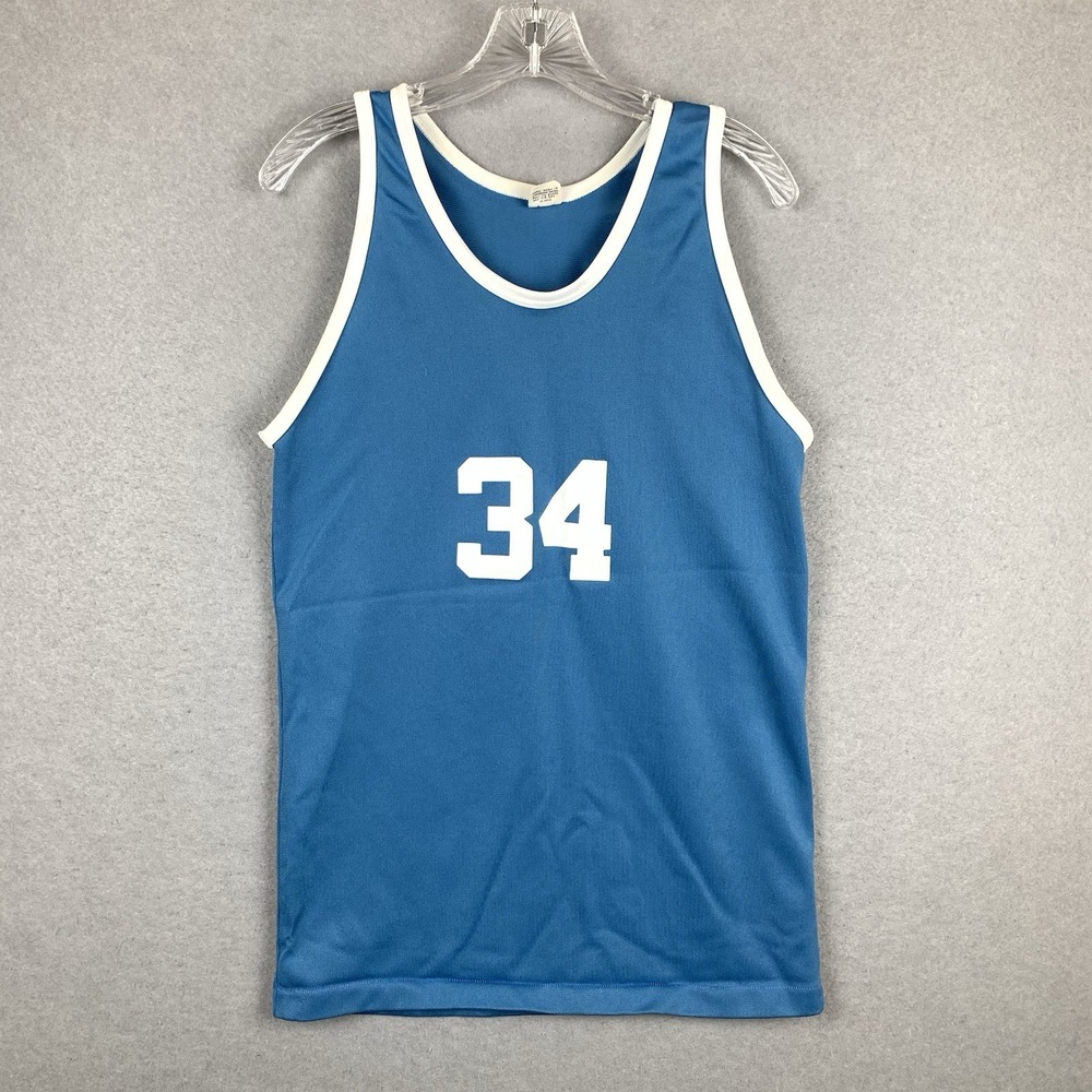 Vintage 60's 70's Mason Athletic Wear Jersey #34 Blue Size L 38-40 Made in USA
